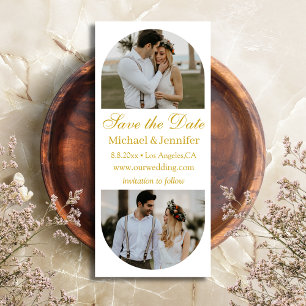 elegant golden script 2 arch photos save the date 