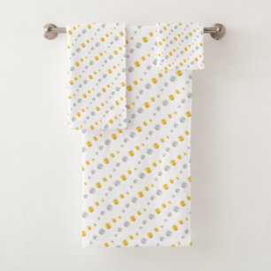 Elegant Golden & Silver Dots on White Bath Towel Set