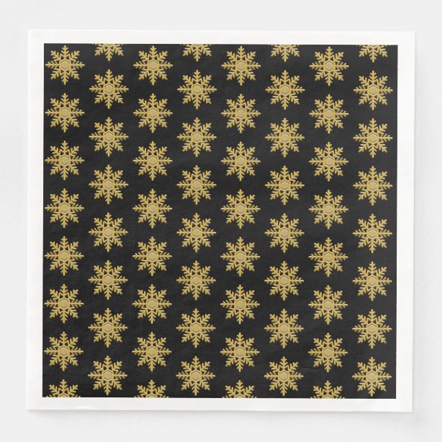 Elegant Golden Snowflakes Paper Napkin (Front)