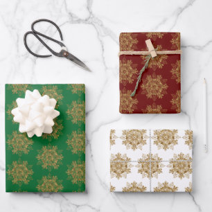 Elegant Golden Sparkling Snowflakes  Wrapping Paper Sheet
