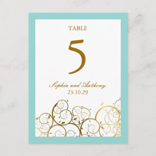 Elegant Golden Spirals Table Number Postcard