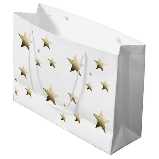 Elegant Golden Star with Delicate Glow Minimalist  Large Gift Bag (Front Angled)