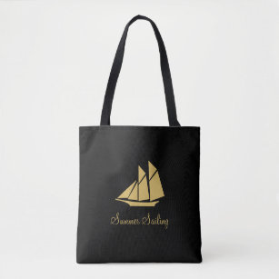 Elegant Golden Summer Sailing Yacht Tote Bag