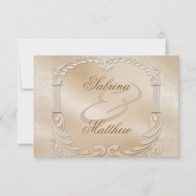 Elegant Golden Swans Formal Reception card (Front)