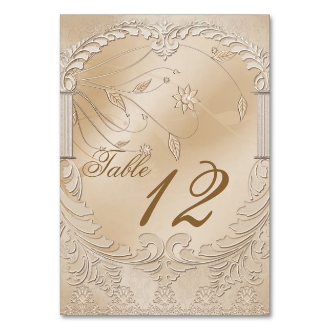 Elegant Golden Swans Formal Table Number (Back)