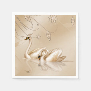 Elegant Golden Swans Napkin