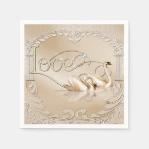 Elegant Golden Swans Napkin