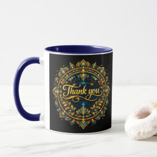 Elegant Golden "Thank You" Mandala Design with Lux Mug