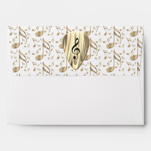 Elegant Golden Treble Clef Music Art  Envelope (Back (Top Flap))