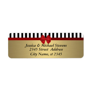 Elegant golden trendy red bow stripes