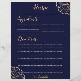 Elegant Golden Tropical custom Recipe template 
