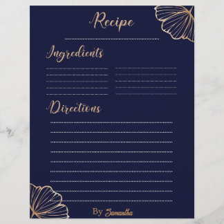 Elegant Golden Tropical custom Recipe template 