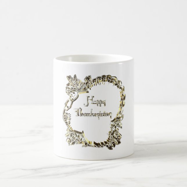 Elegant Golden Turkey Happy Thanksgiving Text Coffee Mug (Center)