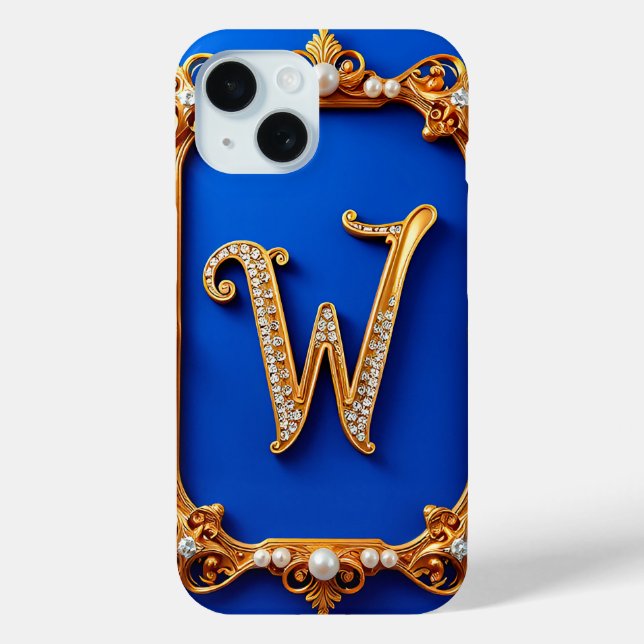 Elegant Golden W Monogram Decorated With Pearls  Case-Mate iPhone Case (Back)