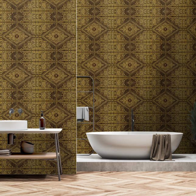 Elegant golden w/out your Initial Wallpaper (Bathroom)