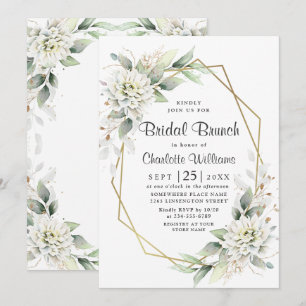 Elegant Golden Watercolor Greenery Bridal Brunch Invitation