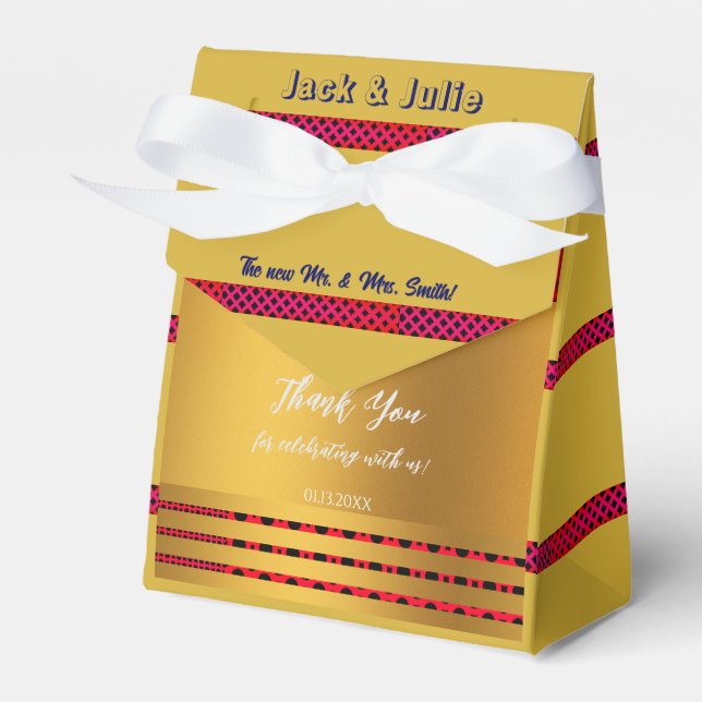 Elegant Golden Wedding Celebration Favor Box (Front Side)