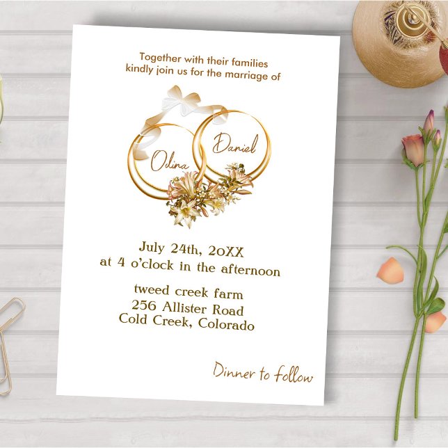 Elegant Golden Wreath Wedding Invitation (Creator Uploaded)