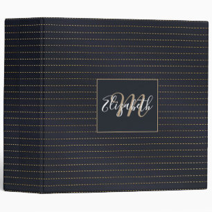 Elegant Golden Yellow Dashed Stripes Bluish Gray Binder