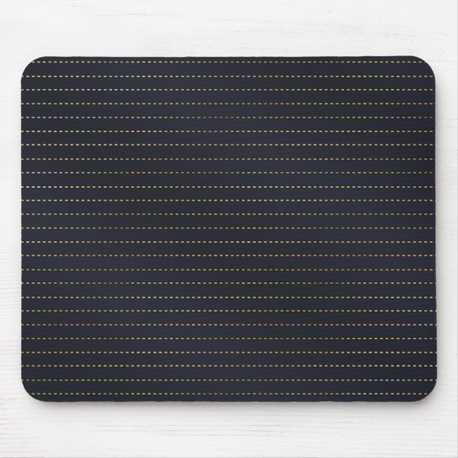 Elegant Golden Yellow Dashed Stripes Bluish Grey Mouse Pad (Front)