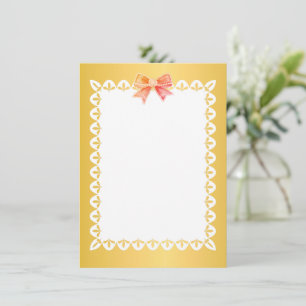Elegant Golden Yellow Scalloped Lace I Thank You Card