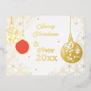 Elegant Goldfoil Festive Ornaments Christmas Foil Invitation Postcard