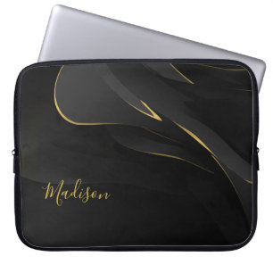 Elegant Goldish Abstract Texture and Customization Laptop Sleeve