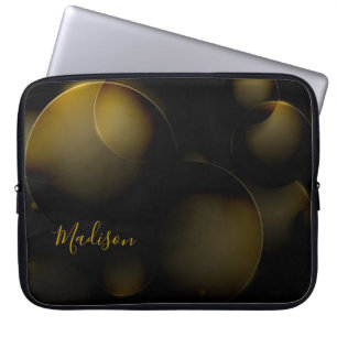 Elegant Goldish Abstract Texture and Customization Laptop Sleeve
