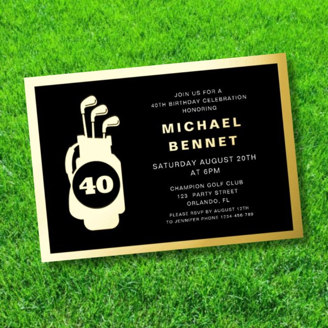 Elegant Golf 40th Birthday (Elegant Golf 40th Birthday Foil Invitation)