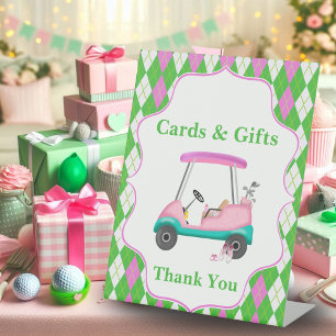 Elegant Golf Cart Ready For Baby Shower Pedestal Sign
