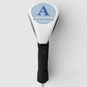 Elegant Golf Club Monogram Name Blue Head Cover