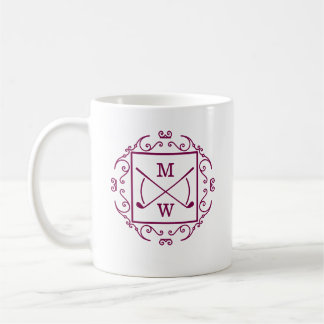 Elegant Golf Clubs Monogram Coffee Mug