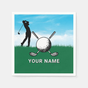 Elegant Golf Custom Name Design Napkin