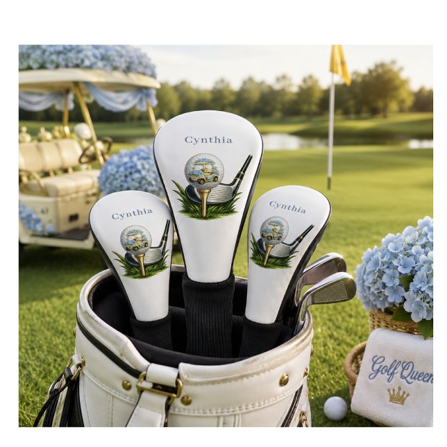 Elegant Golf Head Covers For Her  (Elegant personalized golf driver covers — perfect gifts, tournament prizes & golf event fun.)