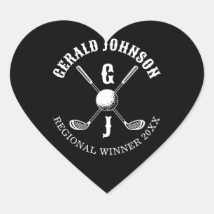 Elegant Golf Monogr... Heart Sticker