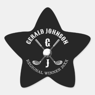 Elegant Golf Monogr... Star Sticker