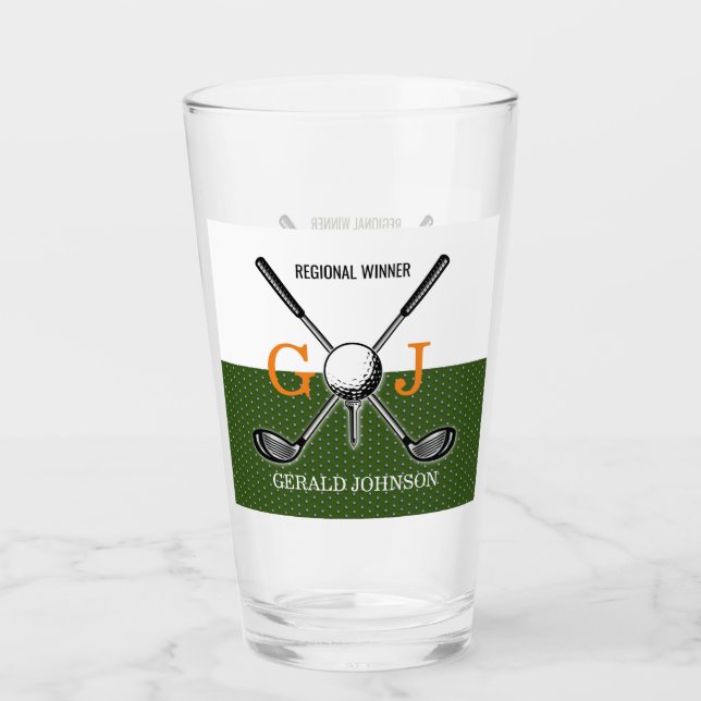 Elegant Golf Monogram Design Glass (Front)