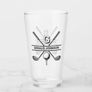 Elegant Golf Monogram Design Glass