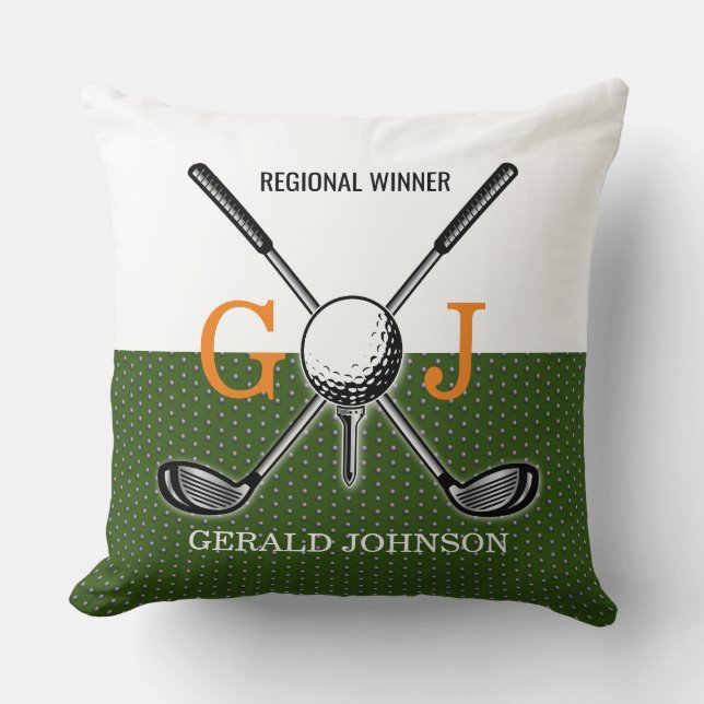 Elegant Golf Monogram Design Throw Pillow (Front)