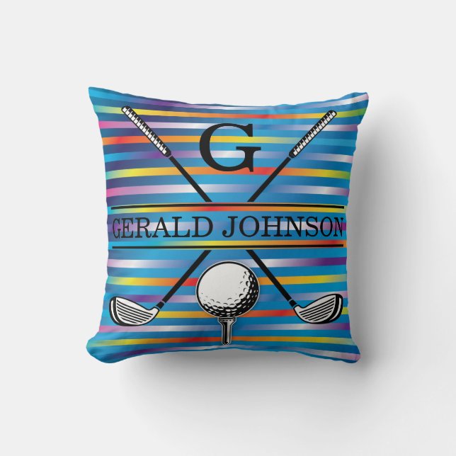 Elegant Golf Monogram Design Throw Pillow (Front)