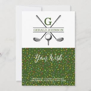 Elegant Golf Monogram Holiday Design Card
