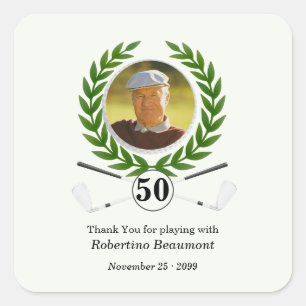 Elegant Golf Theme Player Experience 50th birthday Square Sticker