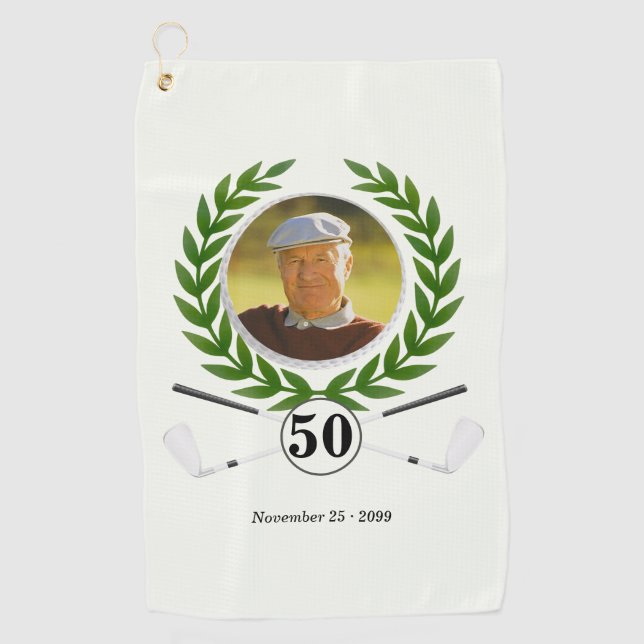 Elegant Golf Theme Player Experience 50th birthday Towel (Front)
