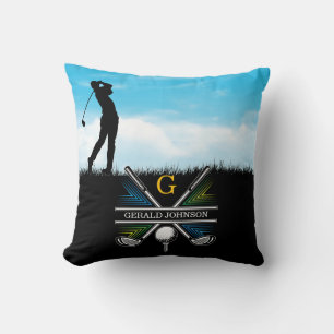 Elegant Golfer Custom Monogram Design Throw Pillow