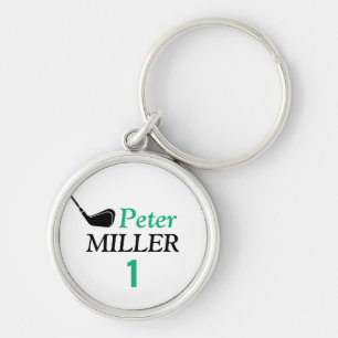 elegant golfer name keychain