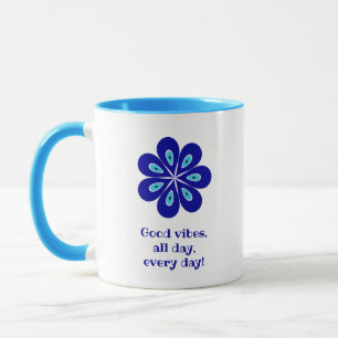 Elegant Good Vibes, Blue Floral Evil Eye Amulet Mug