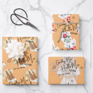 Elegant Goodbye Miss Hello Mrs Bridal Shower Wrapping Paper Sheet