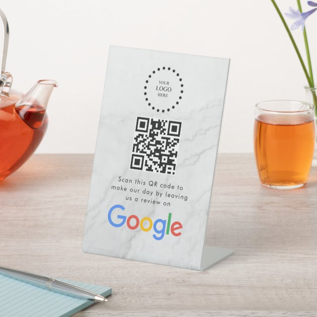 Elegant Google reviews qr code tabletop sign (In SItu)