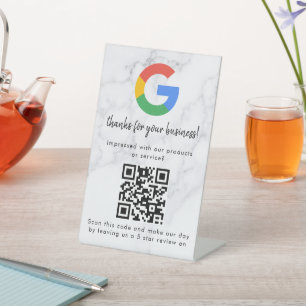 Elegant Google reviews qr code tabletop sign