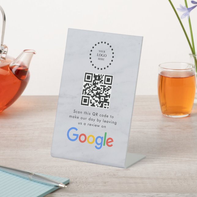 Elegant Google reviews qr code tabletop sign (In SItu)